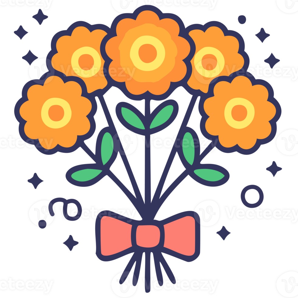 Marigold flowers bouquet icon png