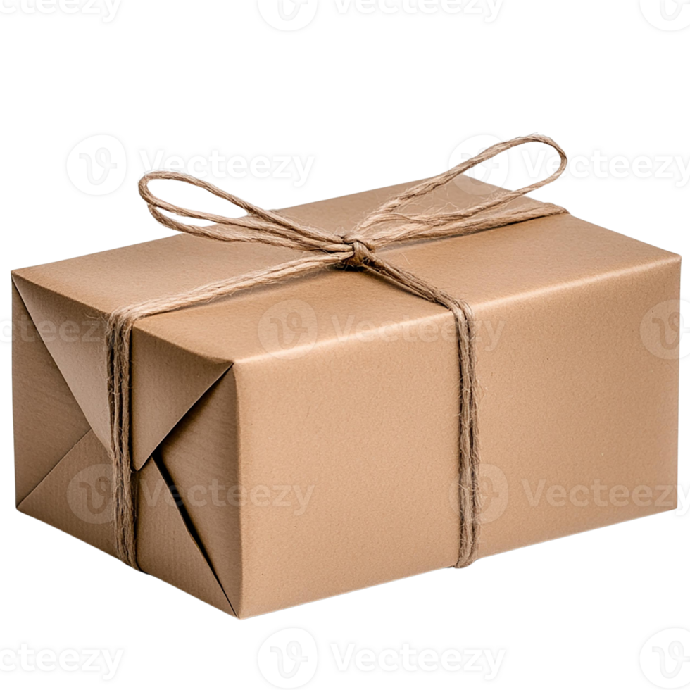 A beautifully wrapped gift box tied with twine, perfect for special occasions and celebrations like birthdays and holidays. png