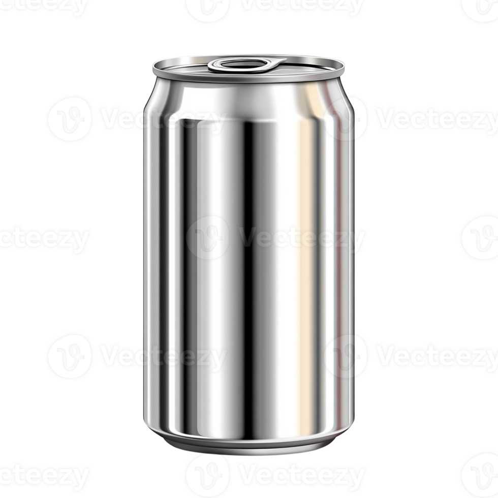 A sleek, metallic beverage can design ideal for various marketing purposes and drink packaging themes. png