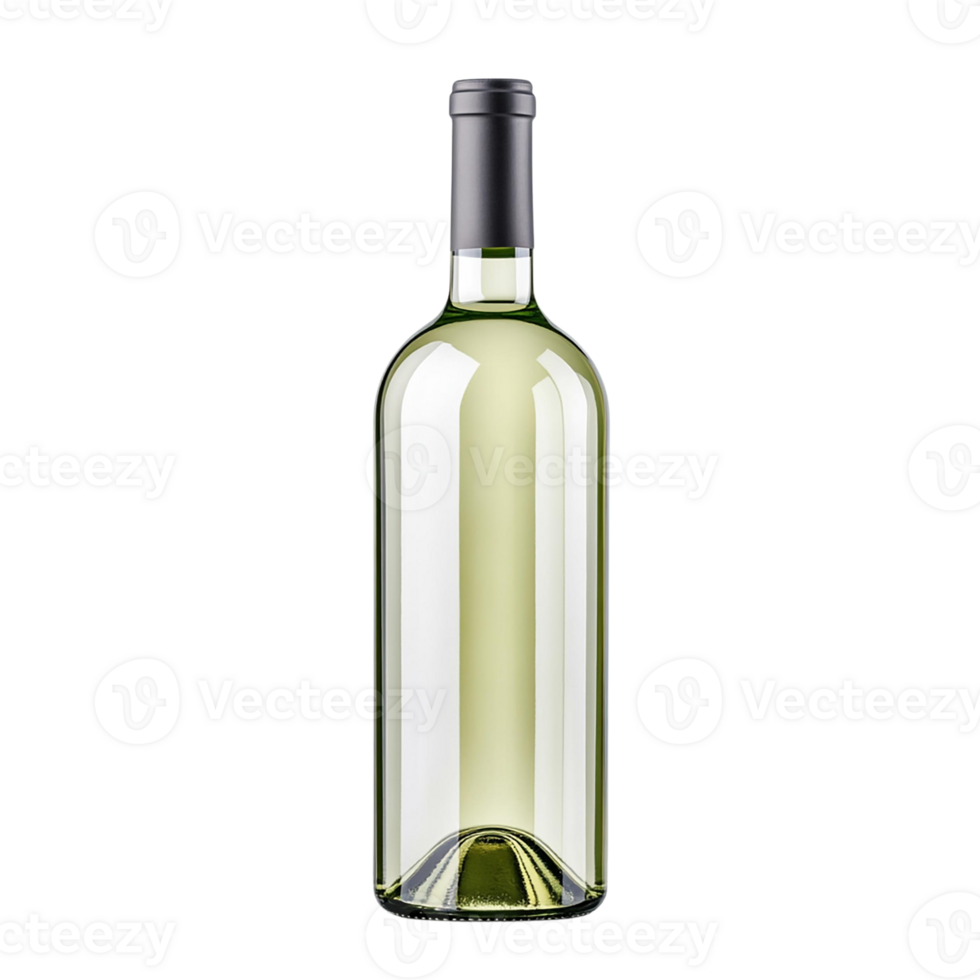 Elegant bottle of white wine, showcasing its smooth design and refined color, perfect for any wine lover's collection. png