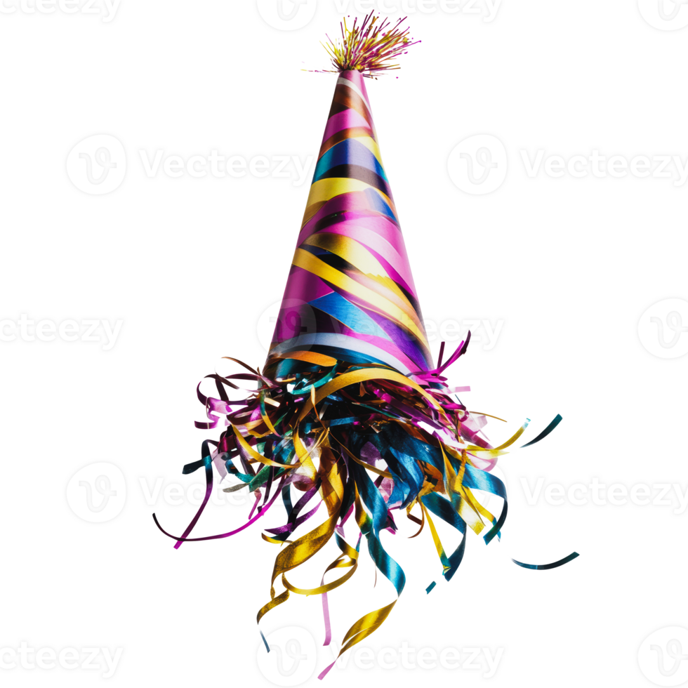 Colorful party hat with ribbons for celebrations png