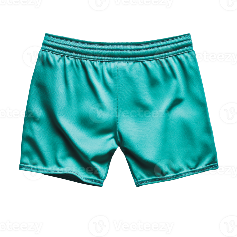 Bright teal swim shorts on a plain background png