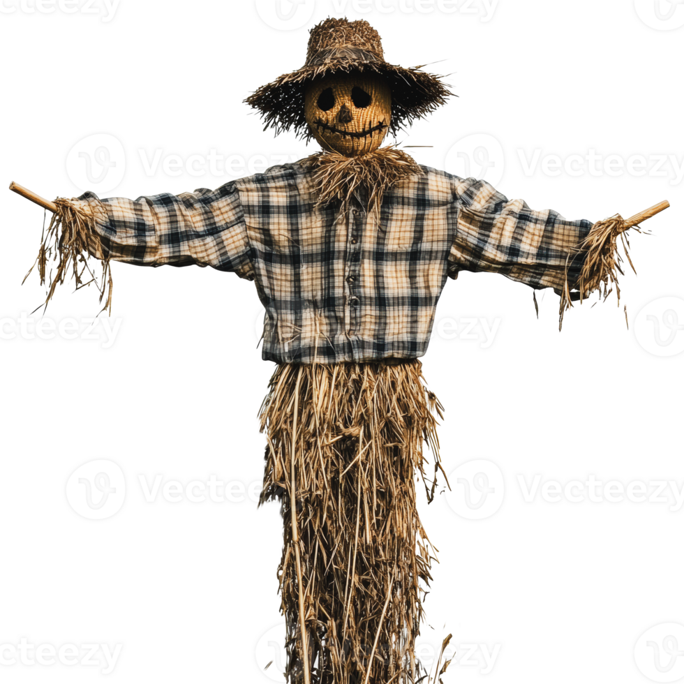 Scarecrow standing in a field during autumn png