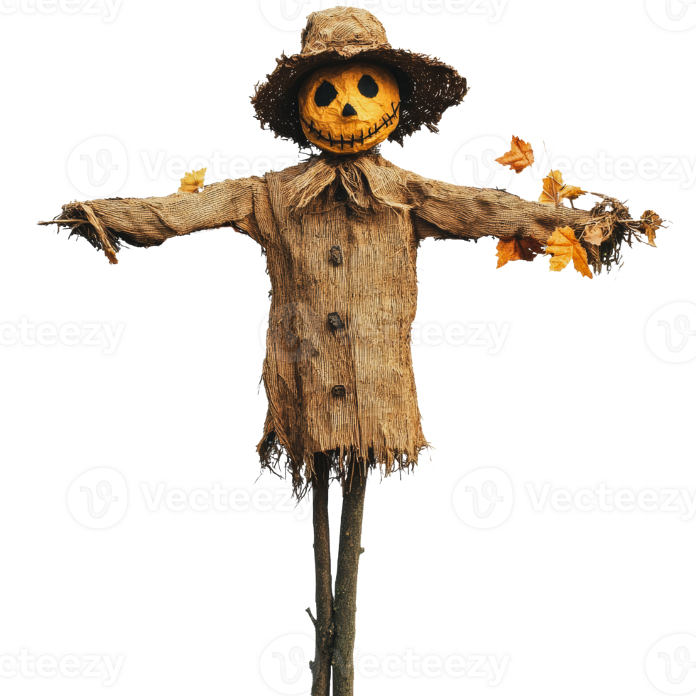 Scarecrow in a farm field during autumn png