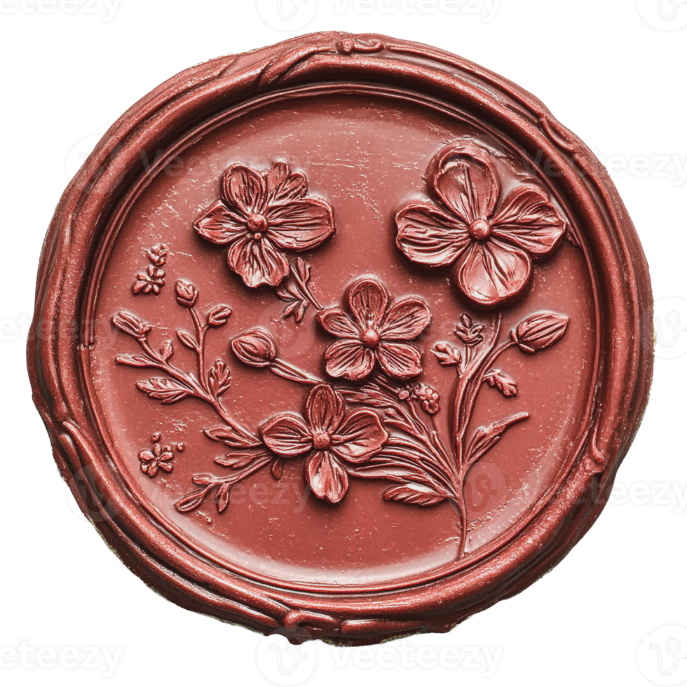 Floral wax seal with embossed flower design png