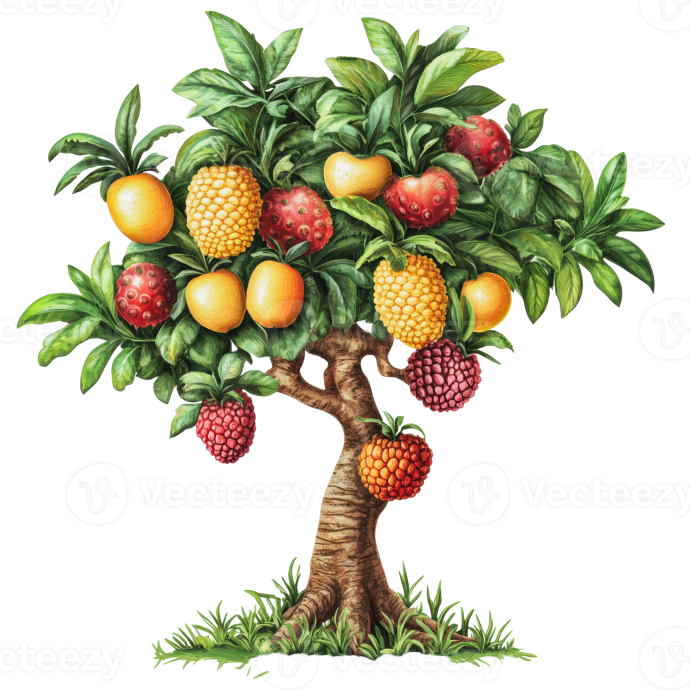 Varied fruit tree with vibrant colors png