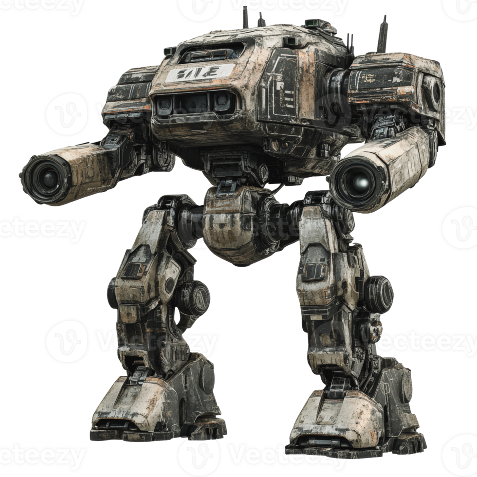 Robot mech standing in a futuristic environment png