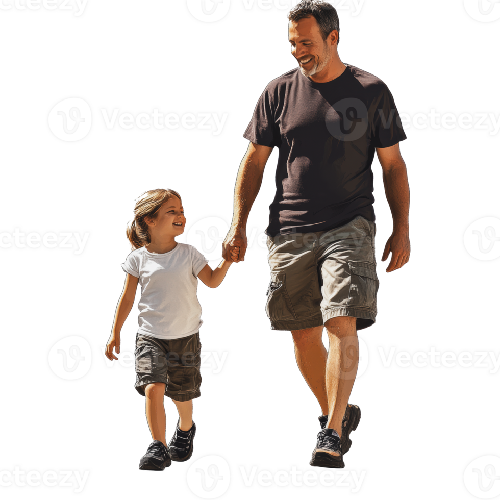 Father and child enjoying a walk together outdoors png