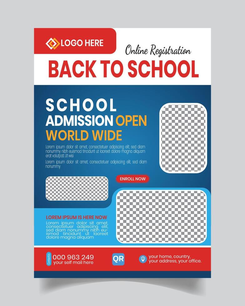 Stylus Modern Kids School Flyer Template Design vector