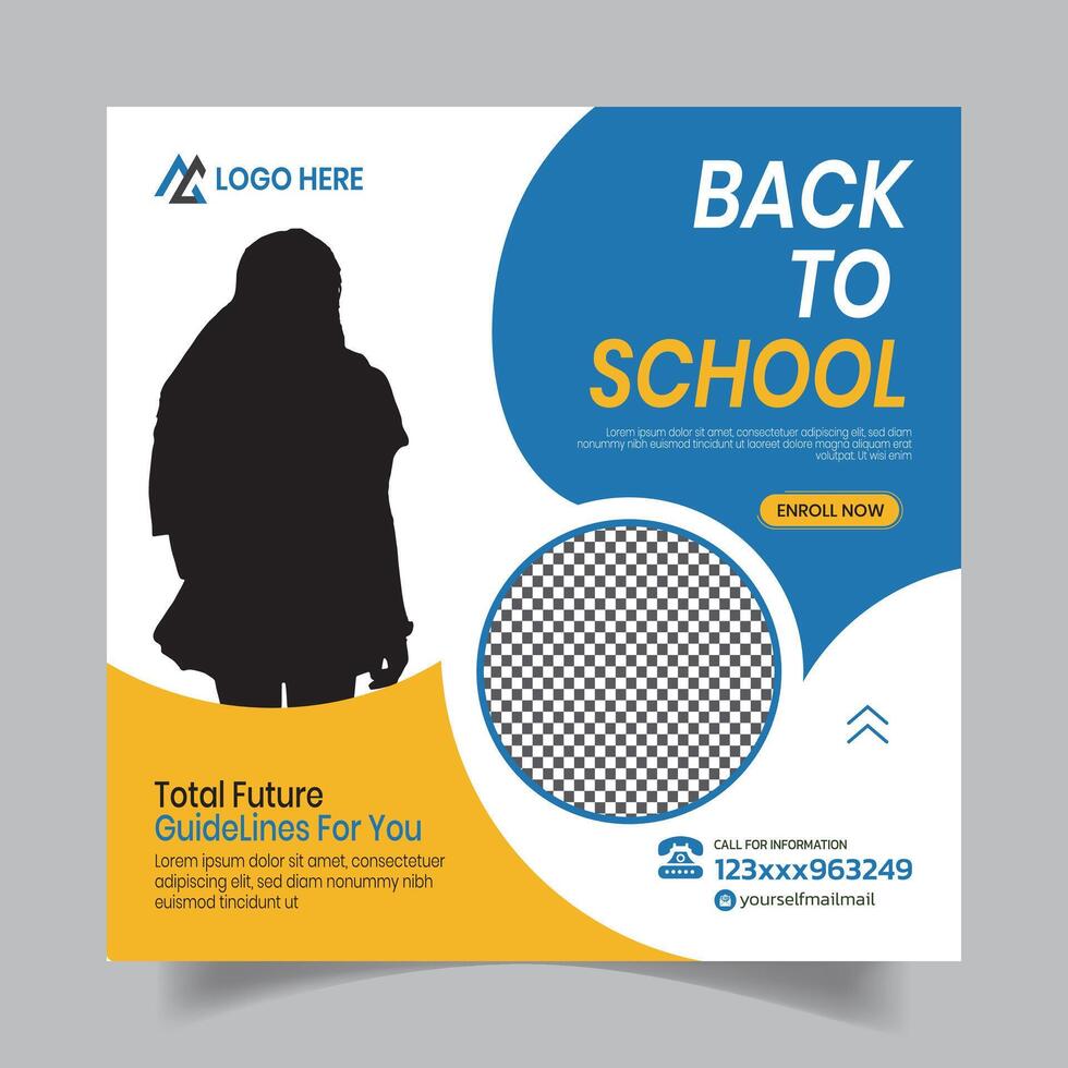 Professional Artistic School Admission Social Media Post Design Layout vector