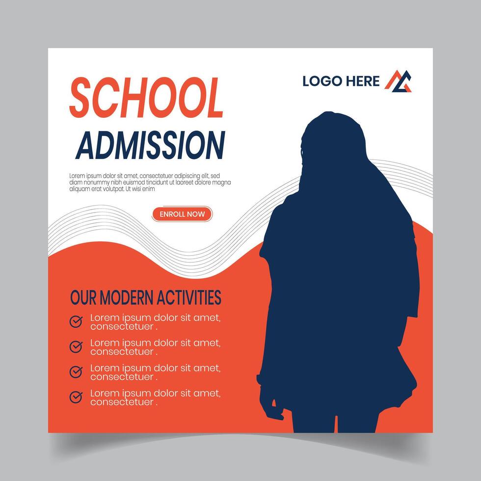 Decent Creative School Admission Social Media Post Design Templates vector