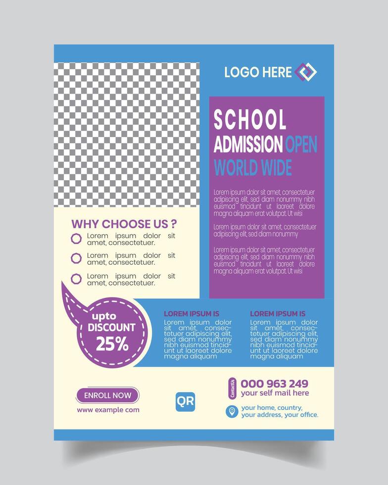 Decent School Admission Flyer Template Layout vector