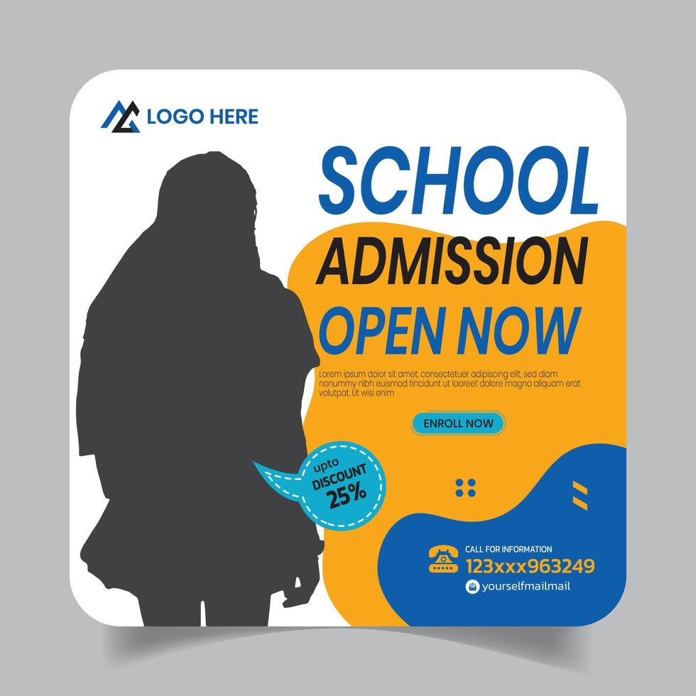 Creative Styling School Admission Social Media Post Design Layout vector