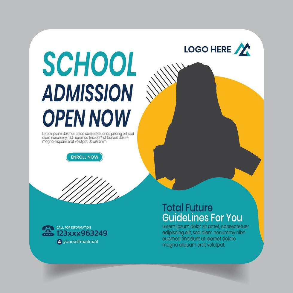 Clean Creative School Admission Social Media Post Design vector