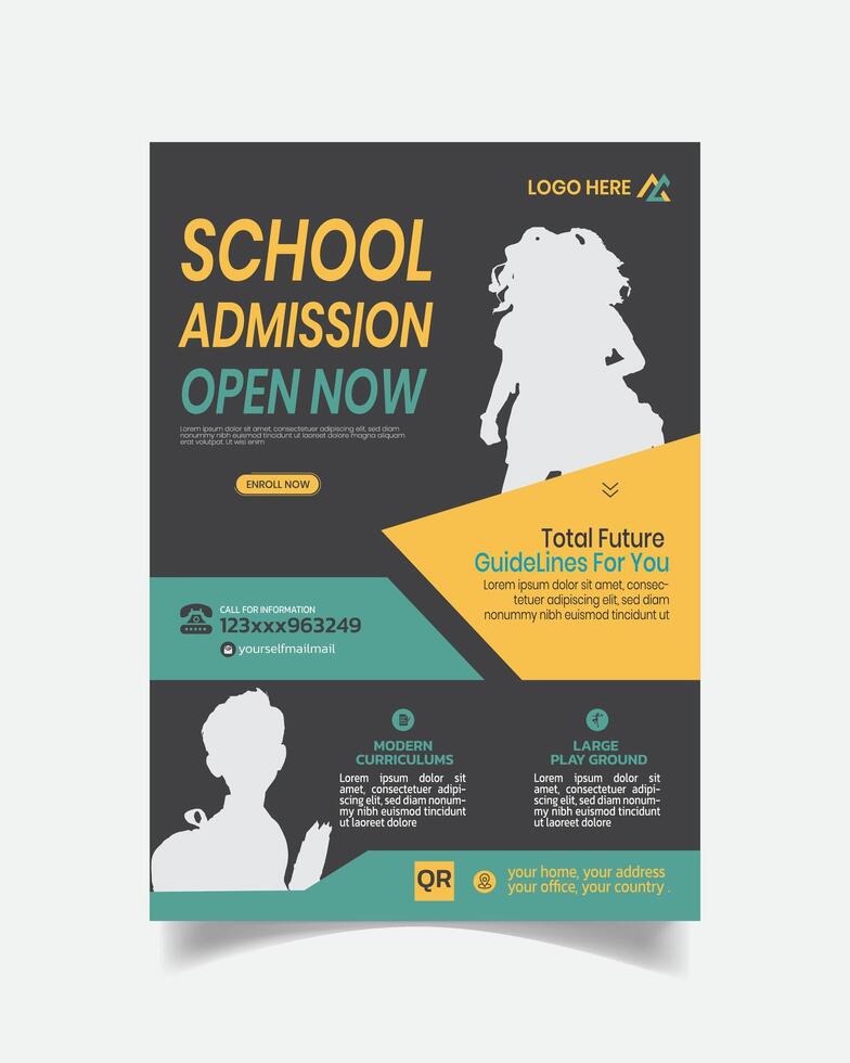 Kids School Leaflet Template vector