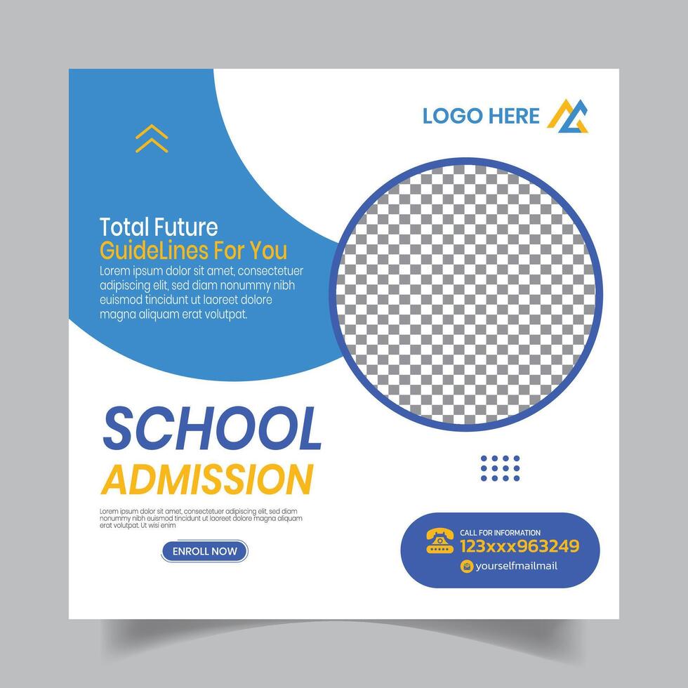 Creative Fresh School Admission Social Media Post Design vector