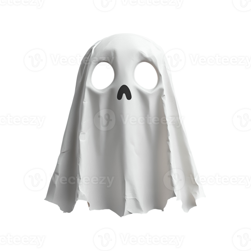 paper ghost with cut out eyes for mask placement . cut out paper ghost for halloween . happy halloween ghost costume isolated. mask mockup of a paper ghost png