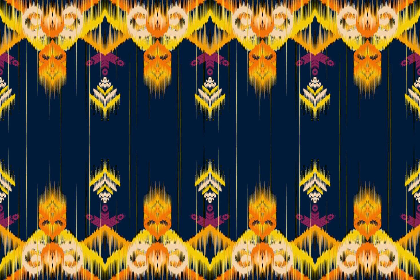 Asian Traditional Textile Vibrant Ethnic Ikat Pattern Fabric Seamlessly Blends Culture and Craft. vector