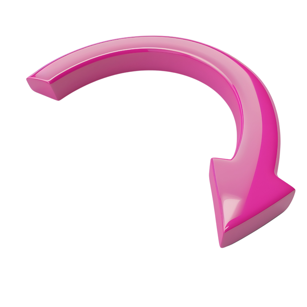 3D curved pink arrow png