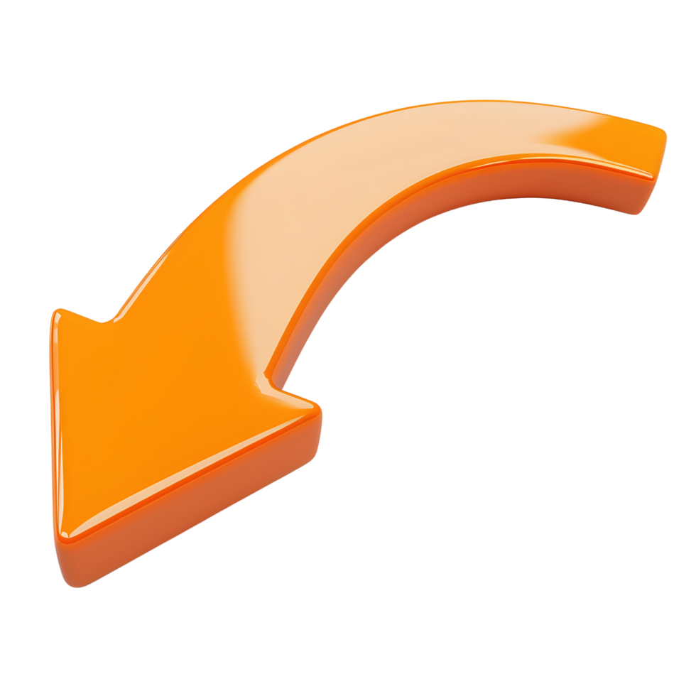 3D curved orange arrow png