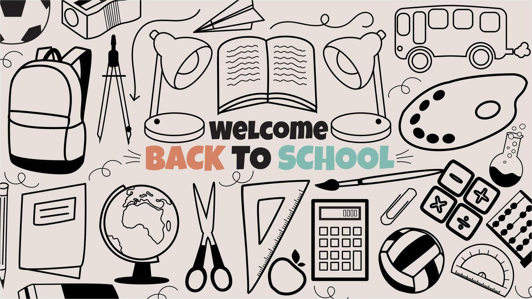 Illustrations of welcome back-to-school Stationery background vector