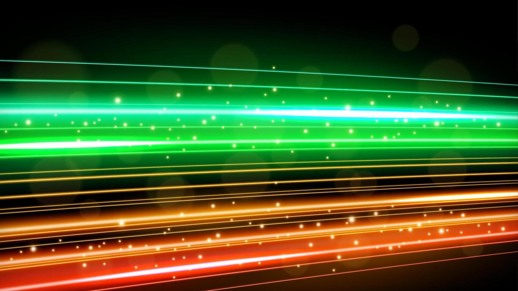 Green and Orange Light Trails, Long Time Exposure Motion Blur Effect, Illustration vector