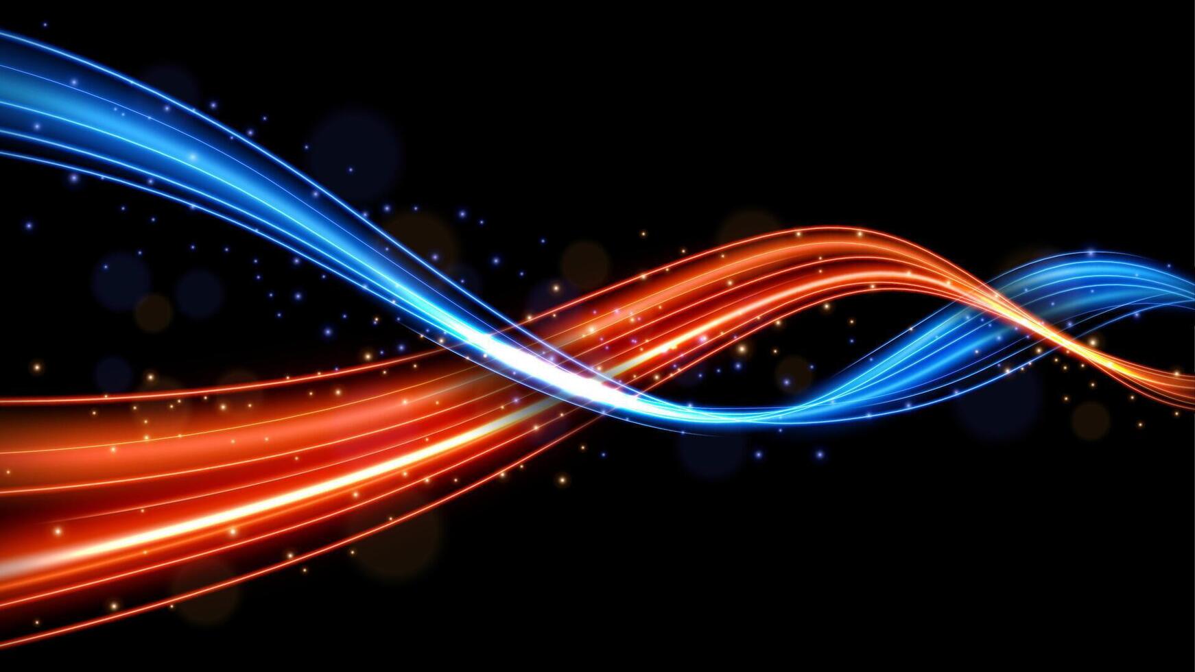 Colorful Motion Light Trails, Long Time Exposure Motion Blur Effect, Illustration vector
