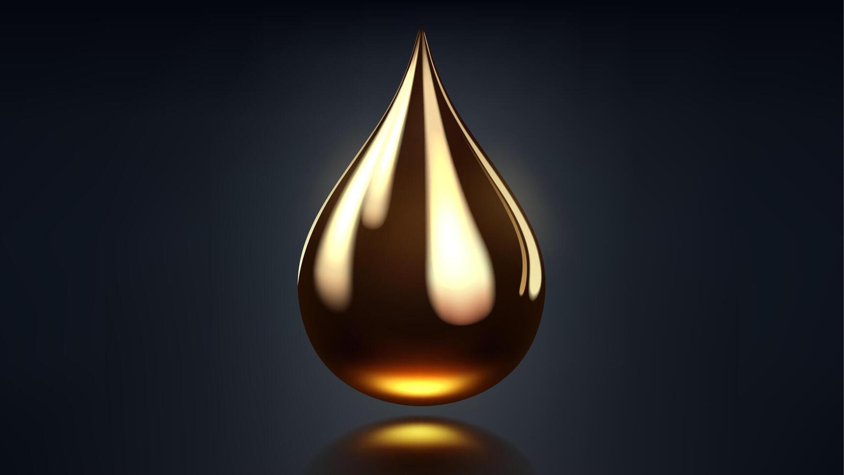 High Quality Gold Oil Drop Isolated on Dark Background, Shiny Droplet, Different From Similar , Illustration vector