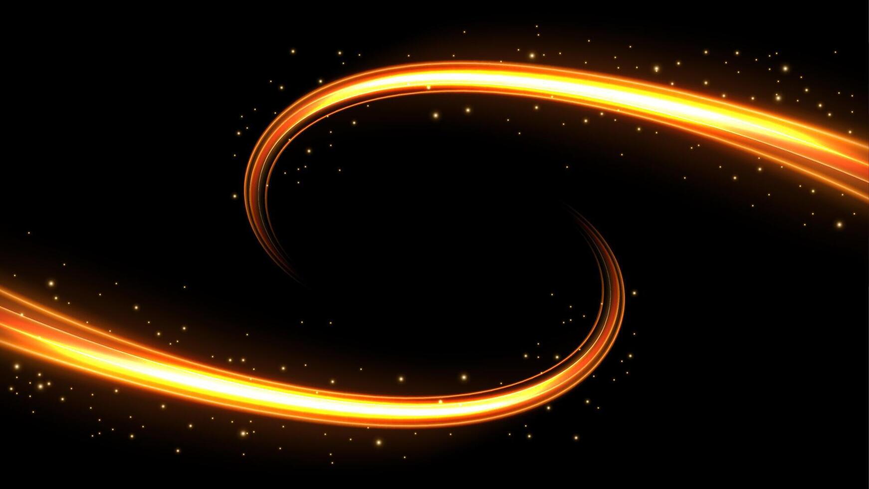 Twin Golden Motion Light Trails, Long Time Exposure Motion Blur Effect, Illustration vector