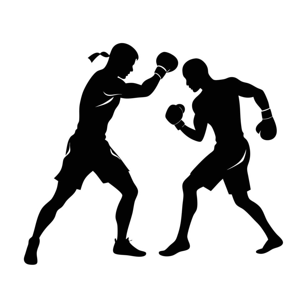 Fighter Boxing Silhouettes Art vector