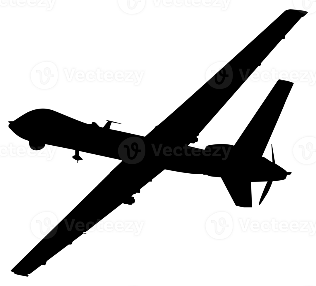 Silhouette of the UAV drone or Unmanned Aerial Vehicle, Flat Style, can use for Art Illustration, Logo Gram, Pictogram, Website, or Graphic Design Element png