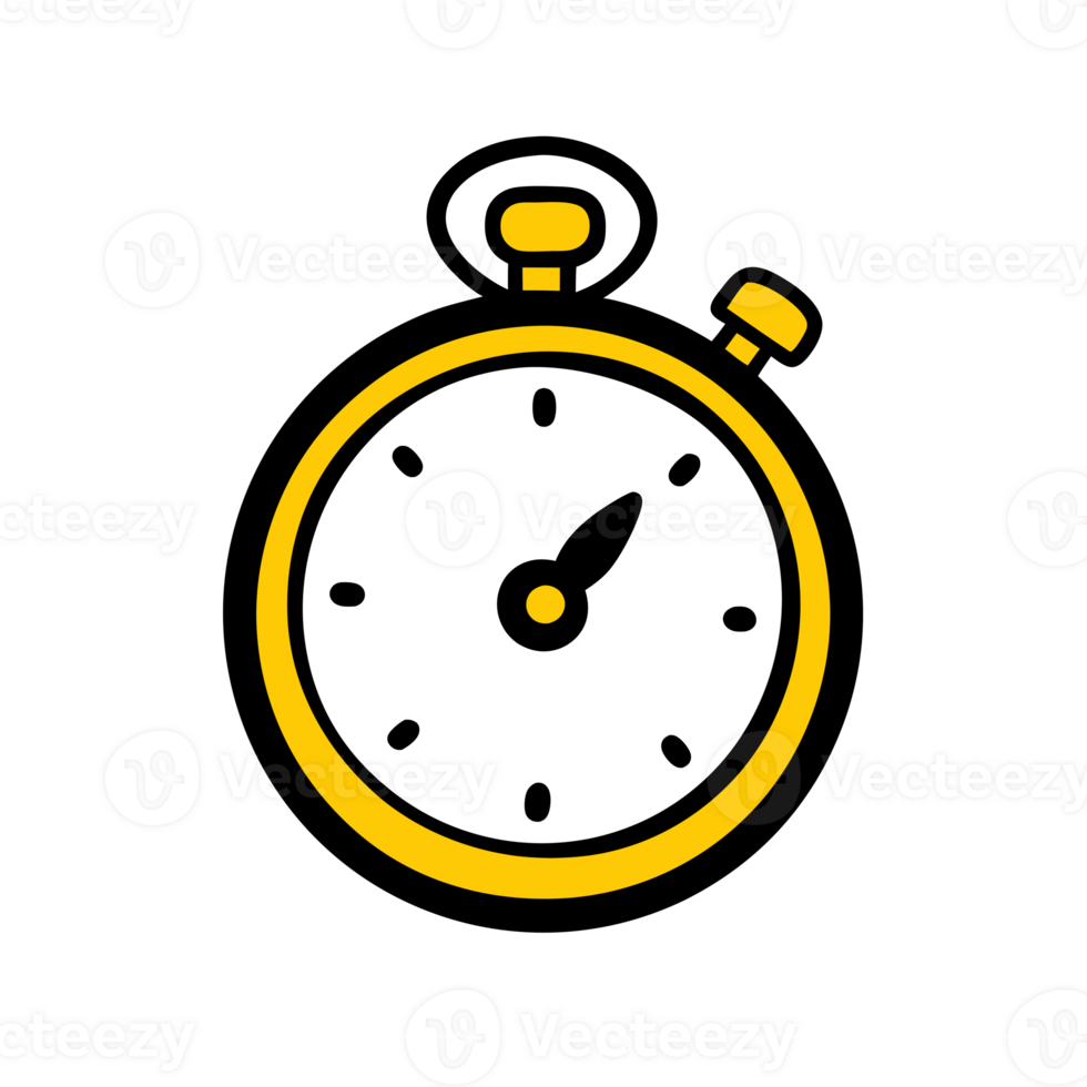 a stopwatch with a yellow border and black outline png