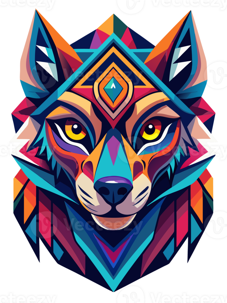 A geometric wolf's head png