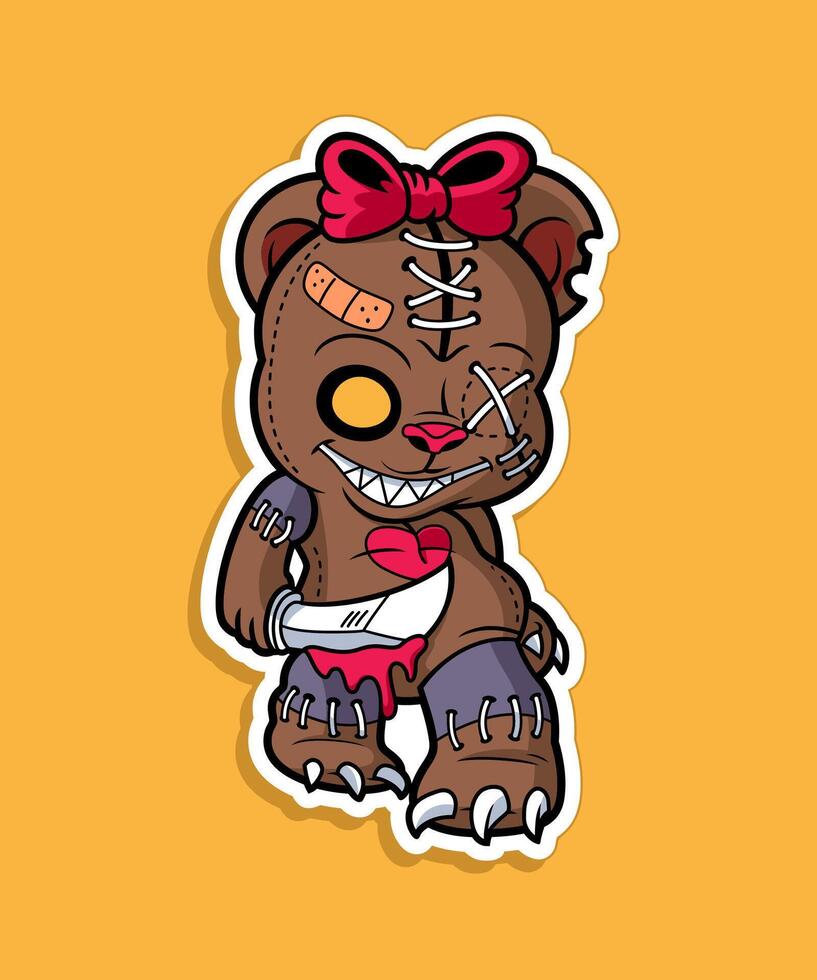 Voodoo Doll Slayer Halloween Design Sticker vector