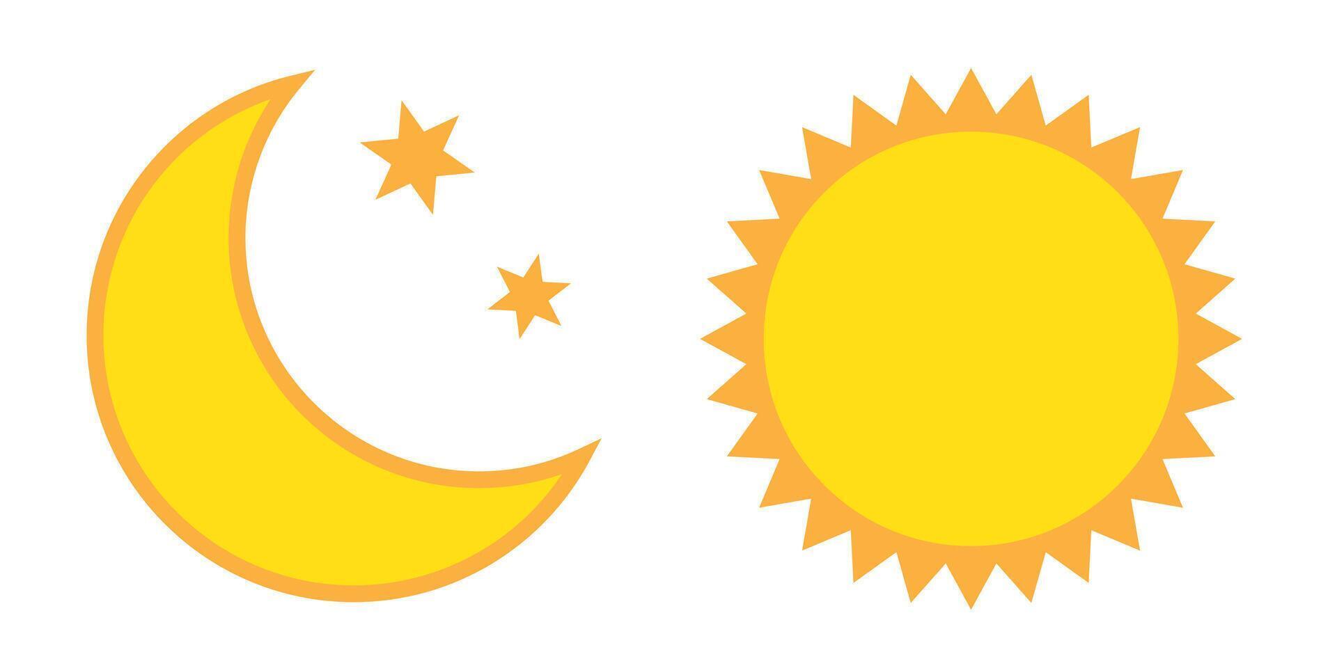 Moon with stars and sun flat icon, night and day icon. vector
