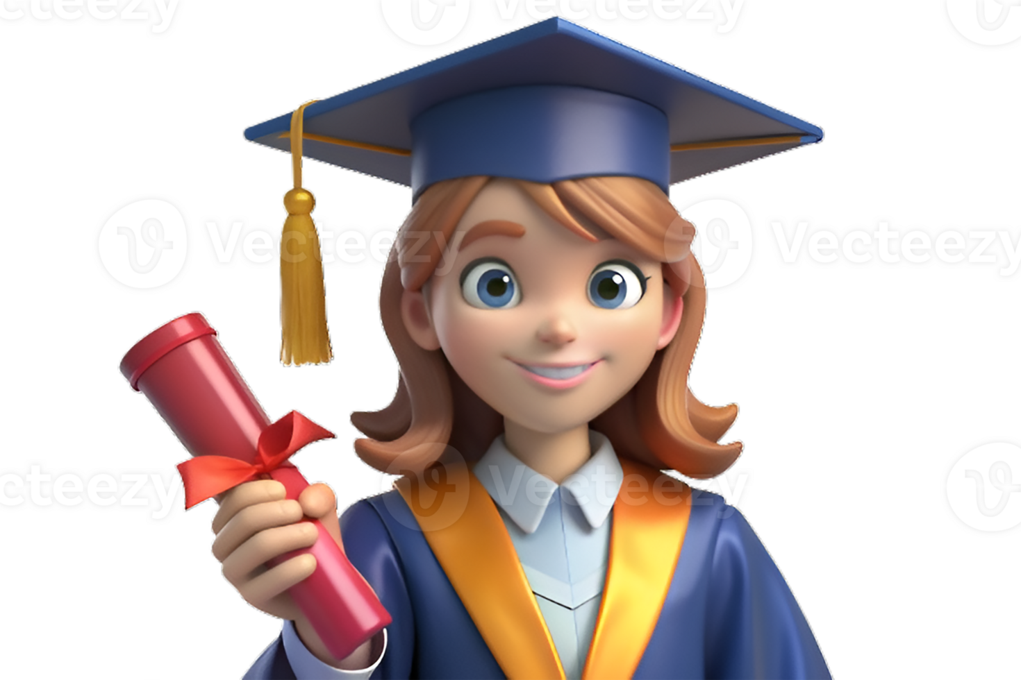 Female Student Wearing Graduation Attire And Holding Diploma Certificate png