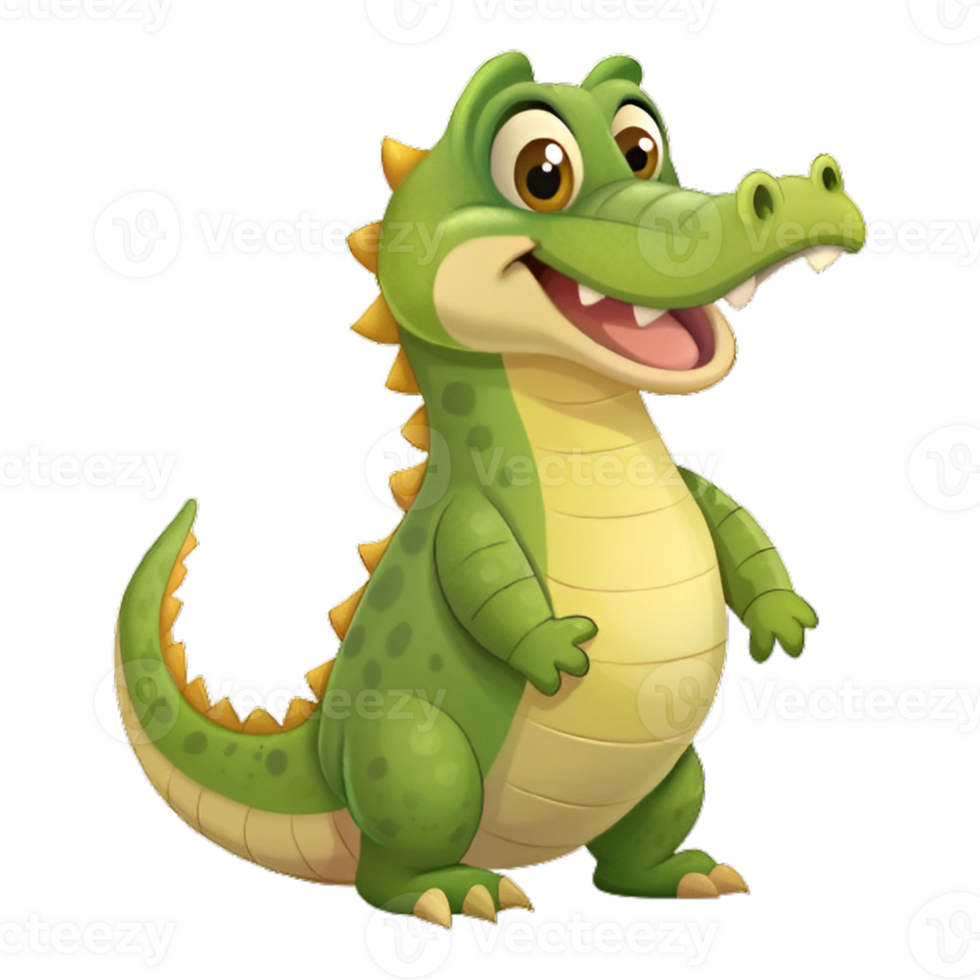 Beautiful crocodile 3D cartoon image with happy face png