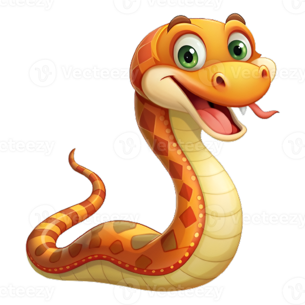 Smiling snake 3d cartoon image. png