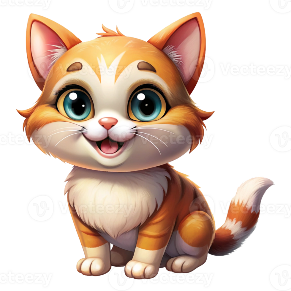 Cute cat 3D cartoon image png