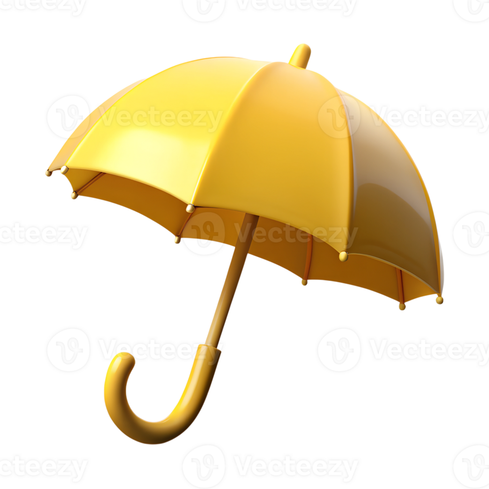Cartoon yellow umbrella 3d rendered illustration isolated. Autumn concept design png