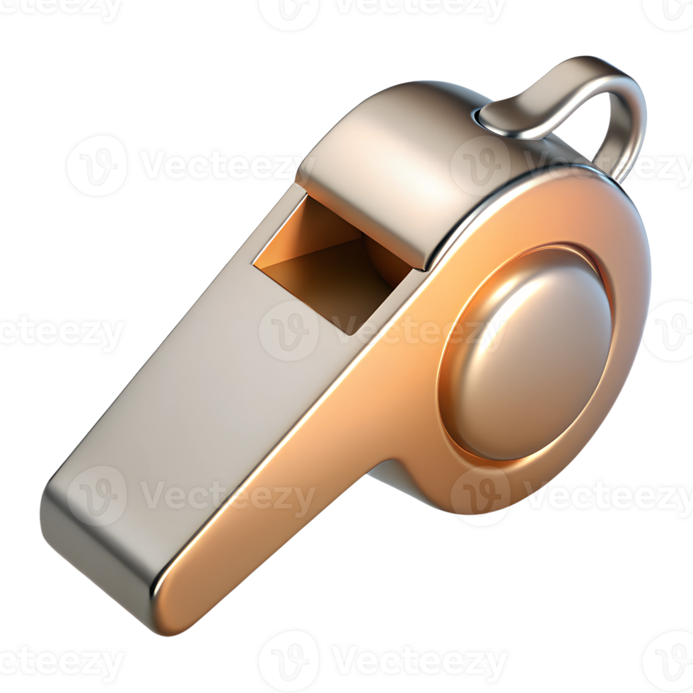 Sport metallic whistle 3d rendered illustration png