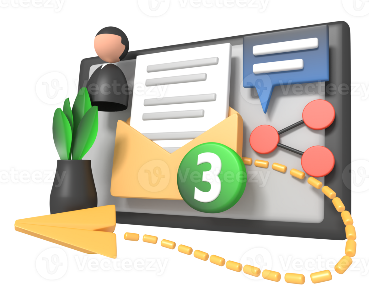 Social media promotion using sending advertising email concept png