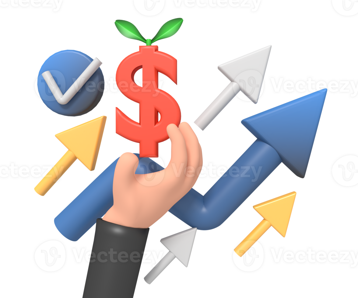 Finance increasing becoming financially success full and capital growth concept png
