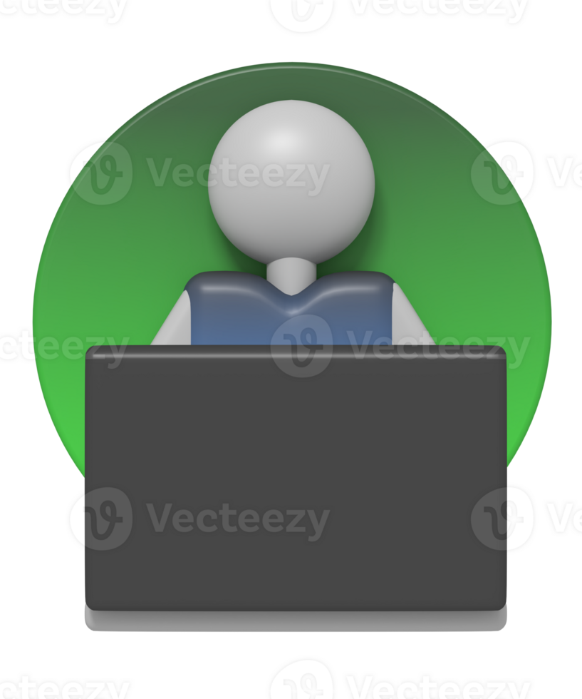 Man working with laptop png