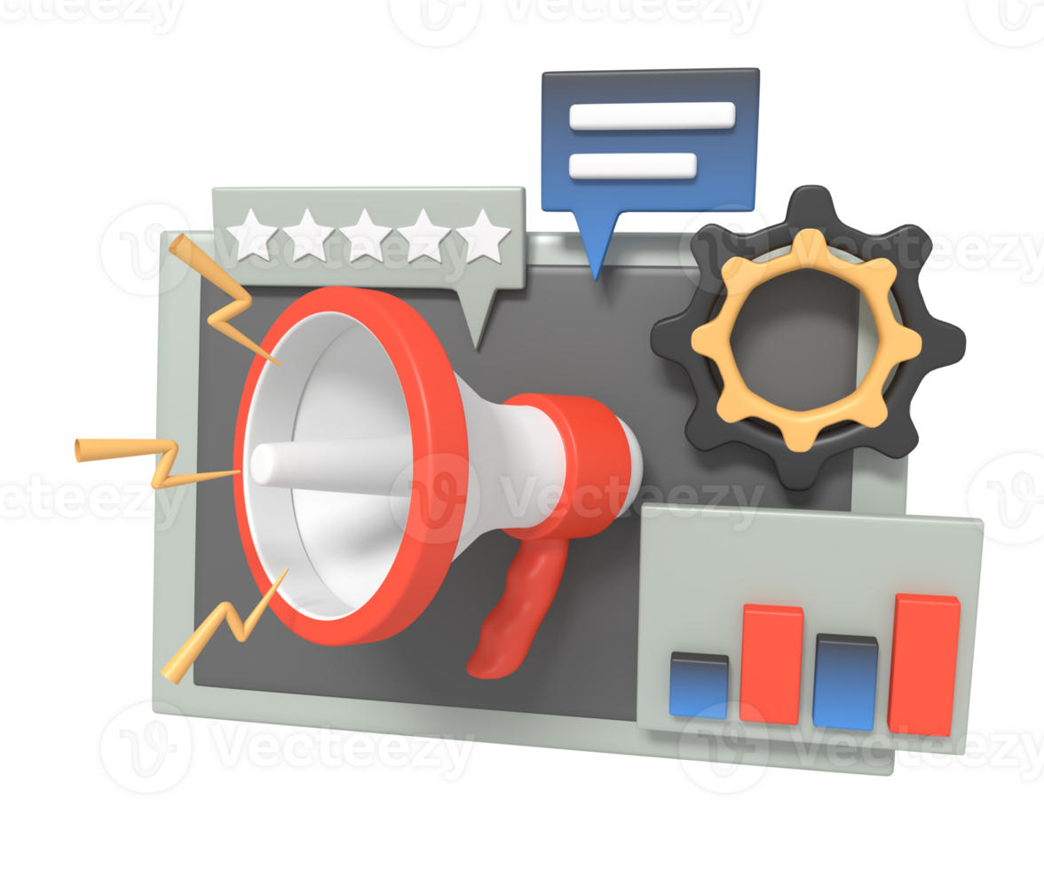 Big loudspeaker to communicate with audience and digital marketing on the social media png