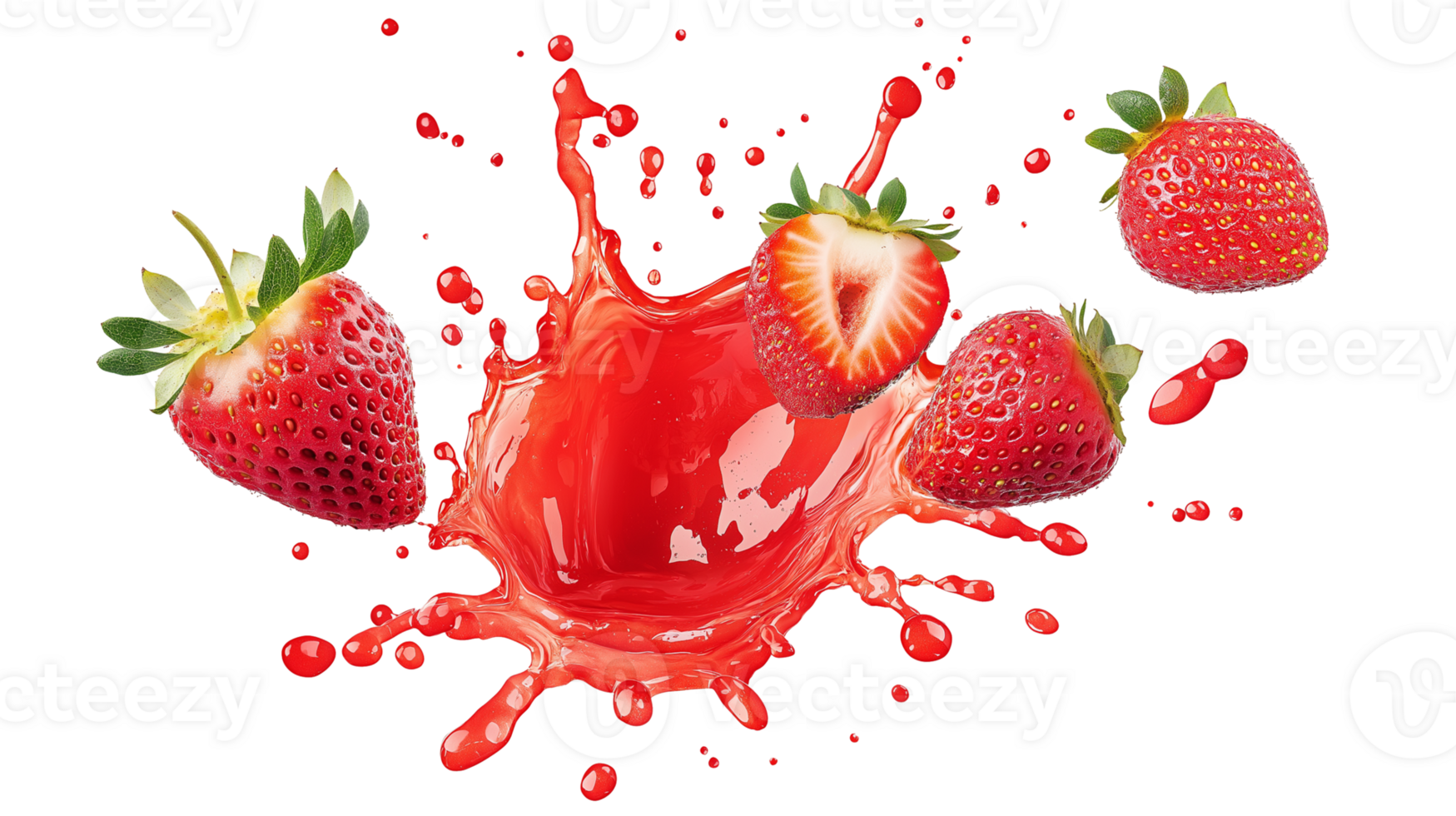 Juicy Strawberry Burst with Red Splash png