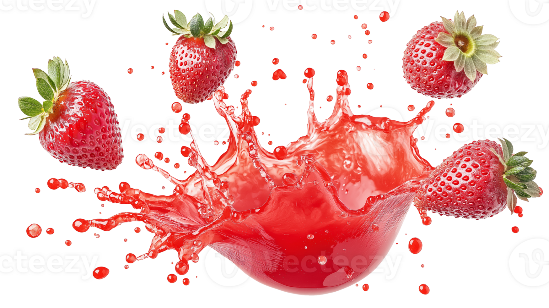 Refreshing Strawberry Splash in Transparent Background png