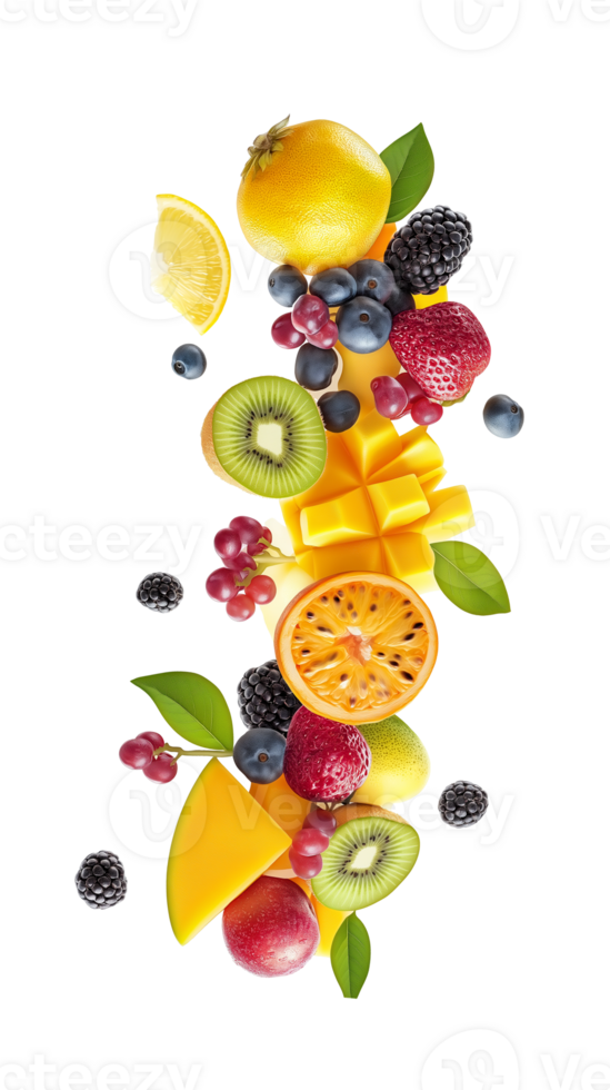 Tropical fruits isolated transparent objects png
