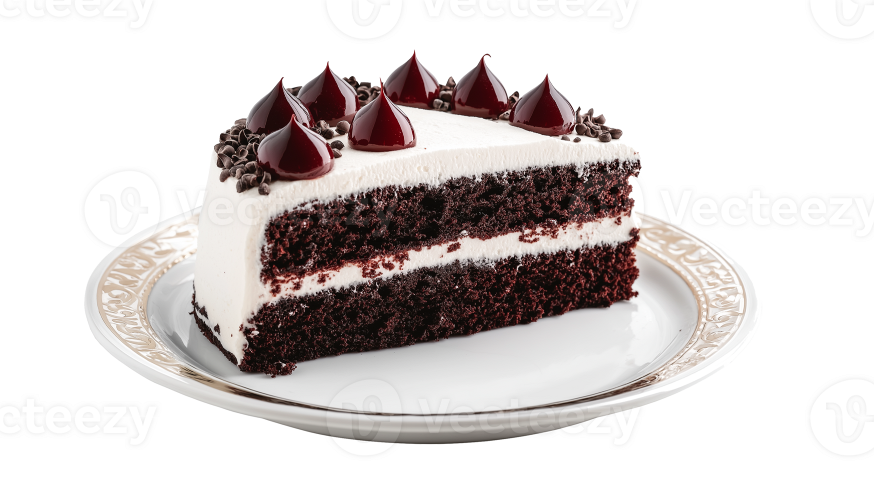 Transparent Slice of Black Forest Cake png