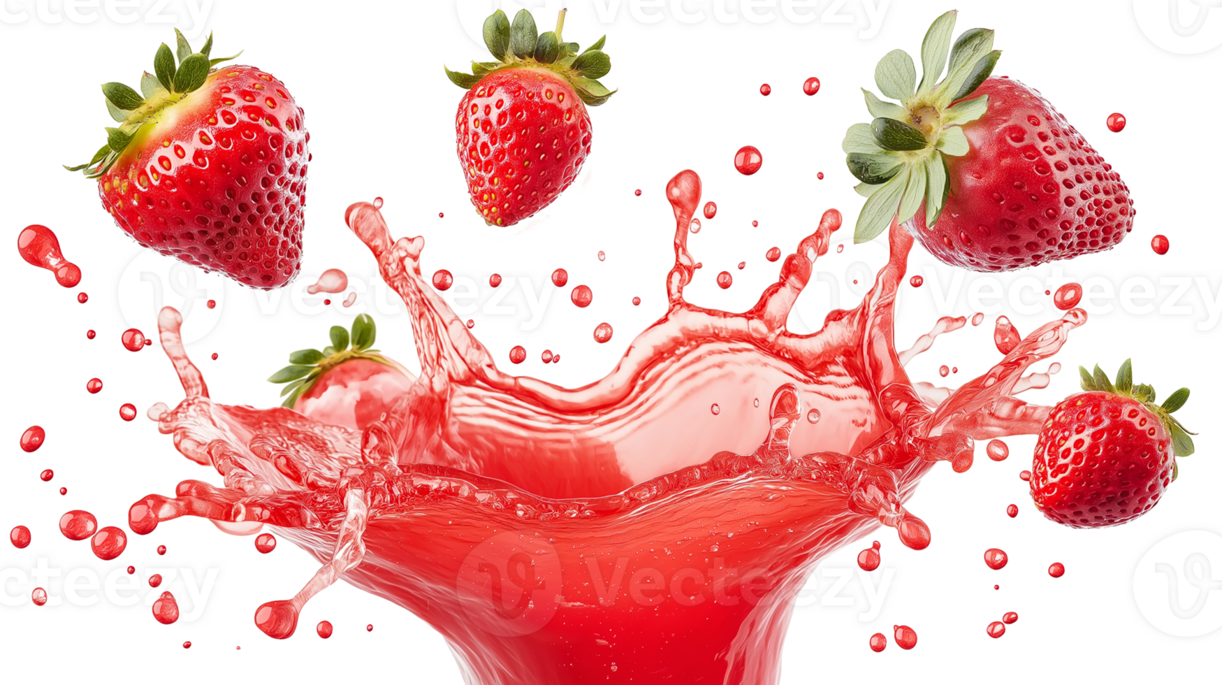 Fresh Strawberries Splashing in Red Juice png